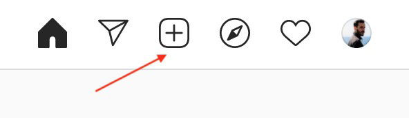 Clica neste ícone para começar a publicar no Instagram a partir do computador
