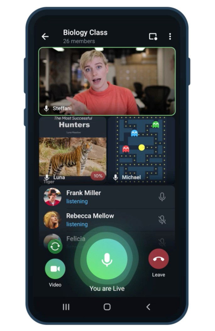 Partilha de ecrã também chega às chamadas de vídeo no Telegram