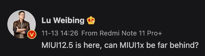 Lu Weibing, vice-presidente da Xiaomi, antevê lançamento da MIUI 13