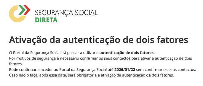 A mensagem que recebes ao entrar no Portal
