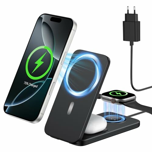 Cargador Inalâmbrico 3 em 1 para iPhone, Apple Watch e AirPods