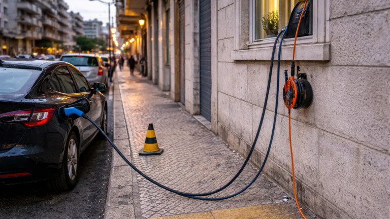 Carregar o carro elétrico com cabo pela janela é legal? Eis a resposta