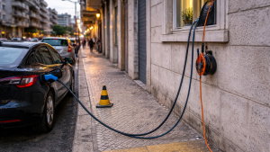 Carregar o carro elétrico com cabo pela janela é legal? Eis a resposta