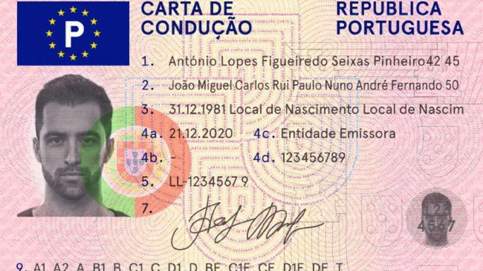 Modelo de carta de condução de 2021