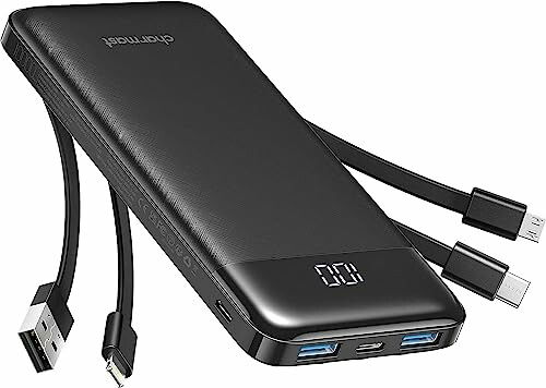 Charmast Power Bank 10000 mAh com cabos integrados