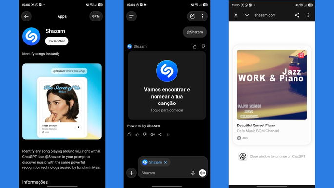 ChatGPT aplica&ccedil;&atilde;o de m&uacute;sica
