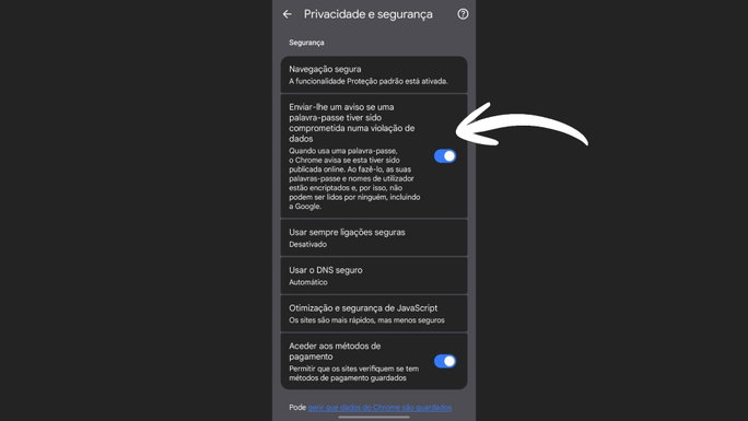 Chrome tem uma defini&ccedil;&atilde;o indispens&aacute;vel para manter as tuas contas seguras