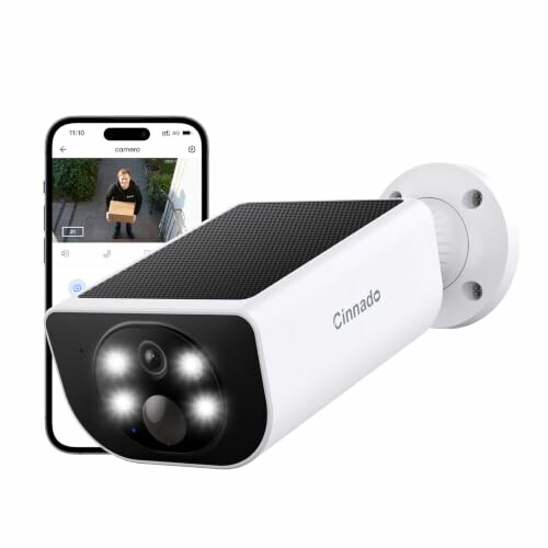 Cinnado Câmara Vigilância WiFi Exterior Solar 2K
