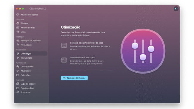 Ecrã de otimização no CleanMyMacX