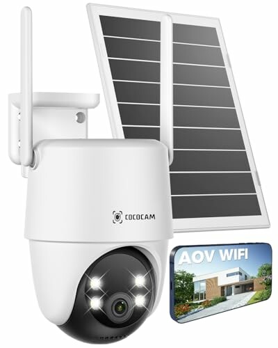 COCOCAM Câmara de Vigilância Wi-Fi Exterior Solar 2K PTZ AOV