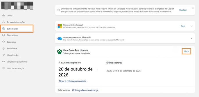 Como cancelar o Xbox Game Pass pelo navegador