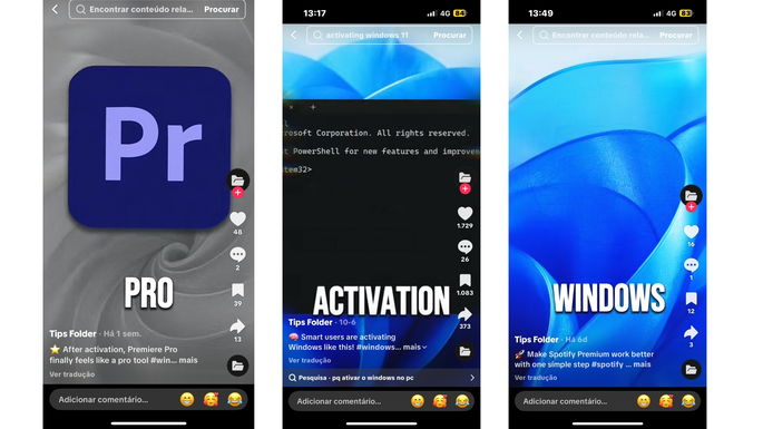 Conta TikTok disseminando malware