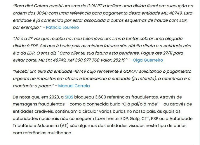 Denúncias sms fraudulento