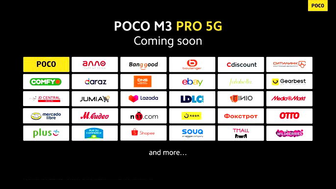 Lojas onde o POCO M3 Pro estará disponível primeiro