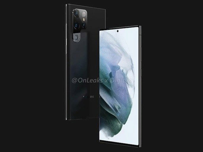 Renderizações do Samsung Galaxy S22 Ultra. Crédito: OnLeaks/Digit