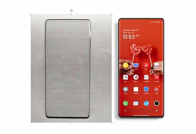 Alegada imagem real do painel do Xiaomi Mi MIX 4 (esq.) e conceito do smartphone (dir.)