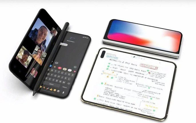 Conceito de iPhone dobrável com suporte para a Apple Pencil. Crédito: Ben Geskin