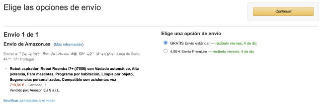 Envio grátis para Portugal Amazon ES