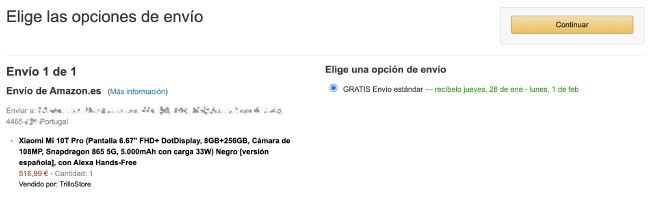 Envios Xiaomi Portugal Amazon