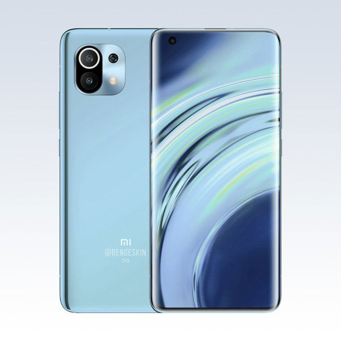 Conceito do Xiaomi Mi 11, segundo os rumores. Imagem: Ben Geskin