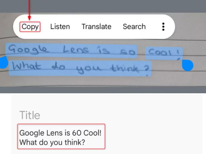 Escrita Google Lens