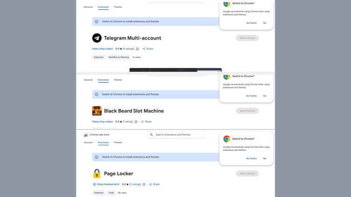 Extens&otilde;es maliciosas Chrome