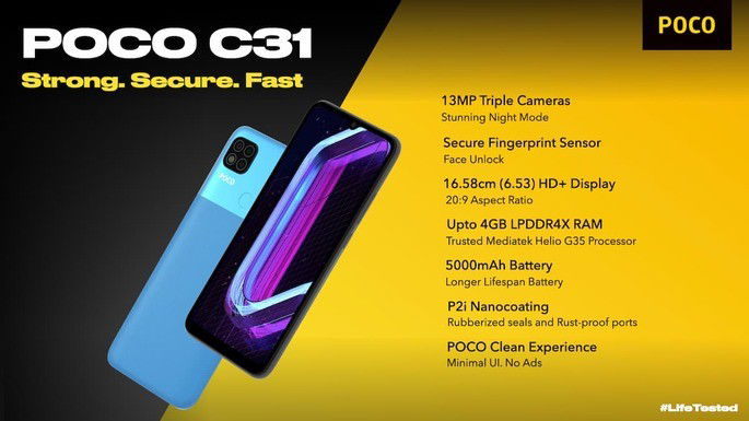 Principais detalhes do Xiaomi POCO C31