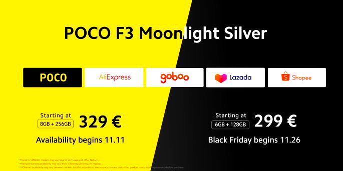 Preços e disponibilidade do POCO F3 Moonlight Silver
