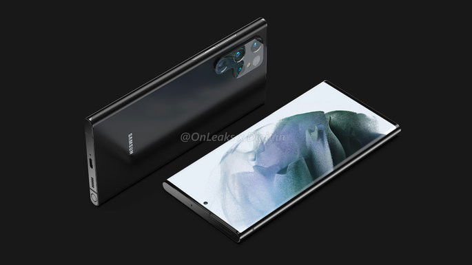 Renderizações não oficiais do Samsung Galaxy S22 Ultra. Crédito: On Leaks