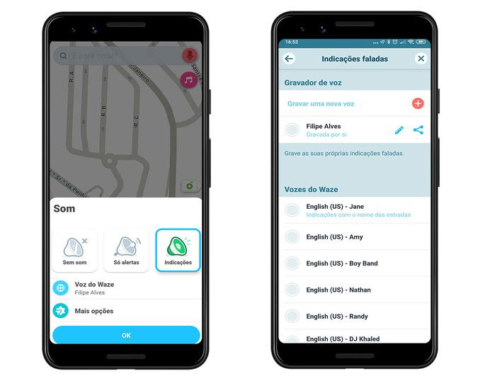 Waze app adicionar a tua voz