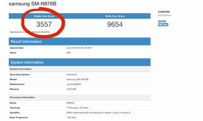 samsun galaxy note 10 geekbench