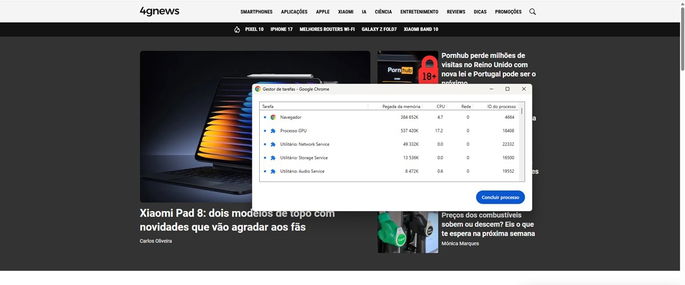 Chrome gestor tarefas