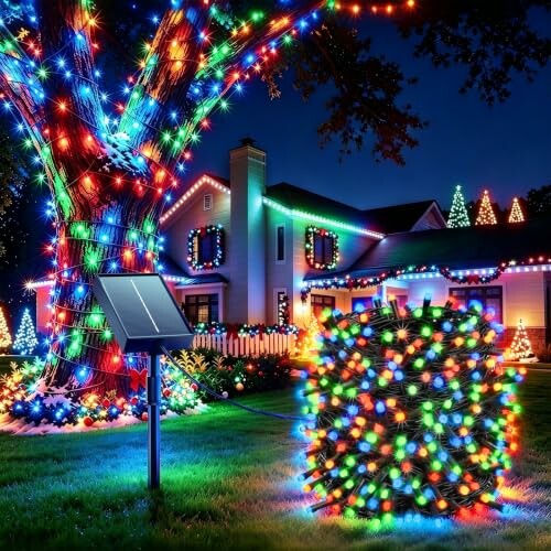 Giliwosy Guirlanda solar exterior 22 m, 200 LED, 8 modos