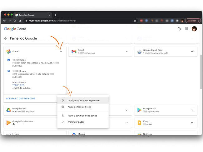 Centro de Controlo Google Fotos