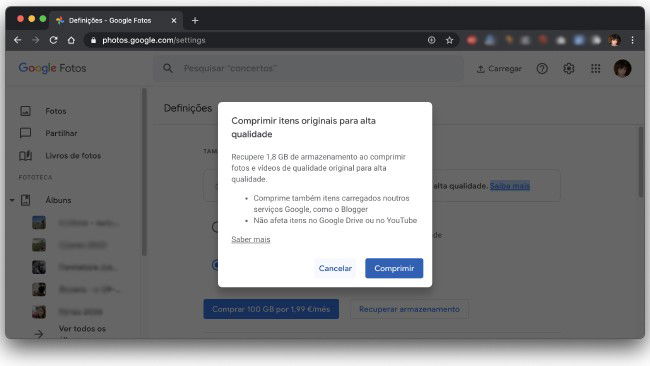 Centro de Controlo Google Fotos