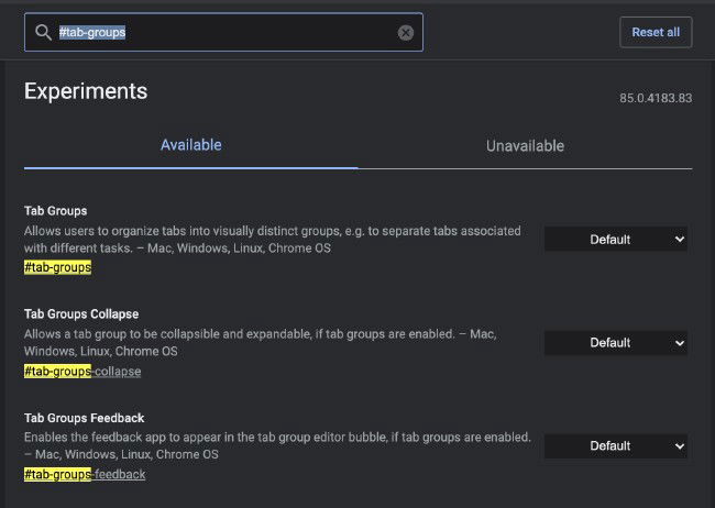 Tab Groups no Google Chrome