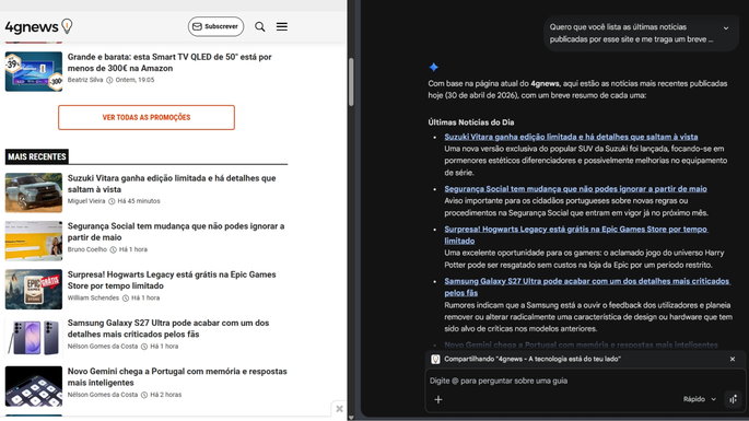 Chrome novo recurso IA