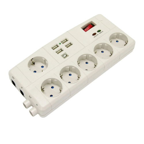 BLOCO 6x16A COM INTERRUPTOR E PROTE&Ccedil;&Atilde;O CONTRA SOBRETENS&Atilde;O