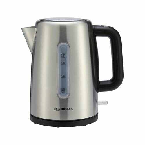 Amazon Basics Chaleira de água elétrica portátil de aço inoxidável - 1,7 litros, prateada