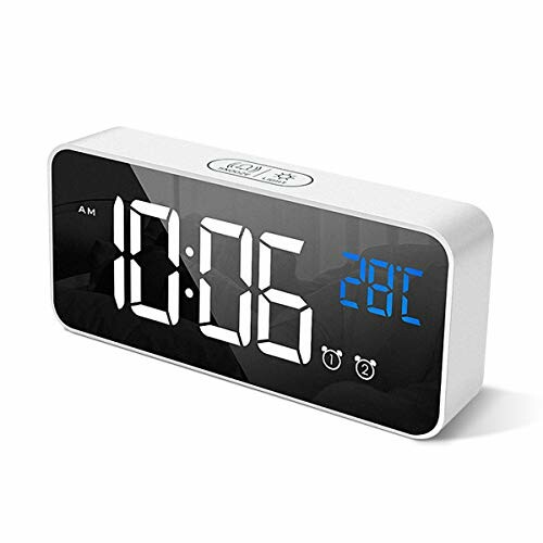 HOMVILLA Relógio despertador com ecrã LED, temperatura, alarme duplo