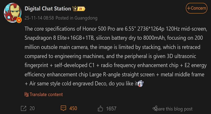 digital chat station honor 500