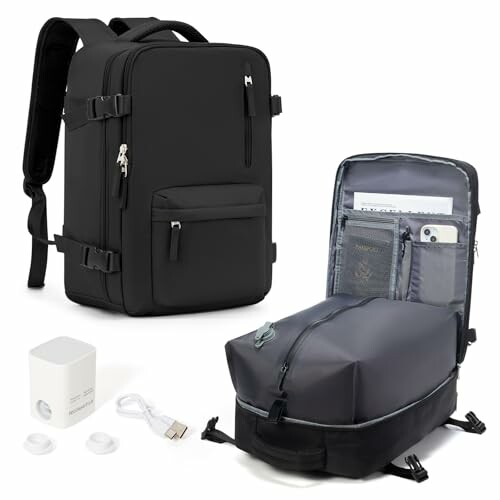 HPLQQ Mochila de Viagem de Cabina 45 x 36 x 20, R-Preto