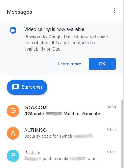 Mensagens Google Duo