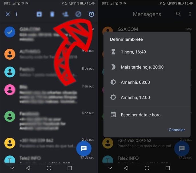 Mensagens Google atualização