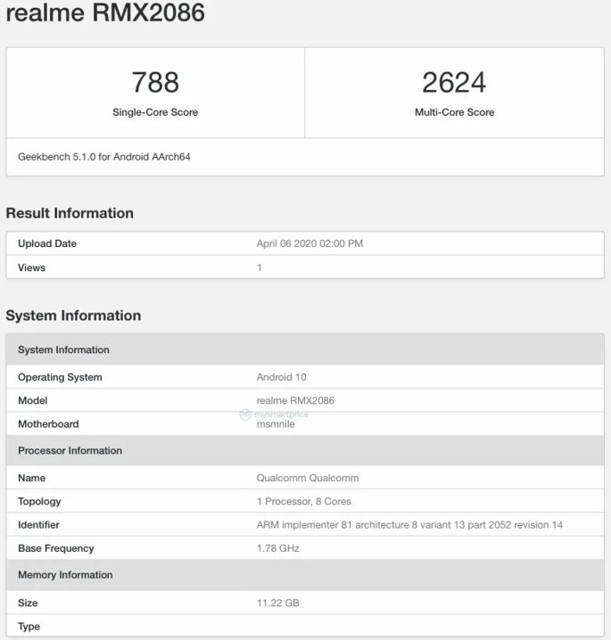 Realme X3 SuperZoom Geekbench