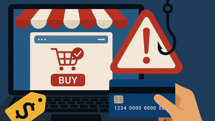 Imagem alusiva a sites falsos de compras online