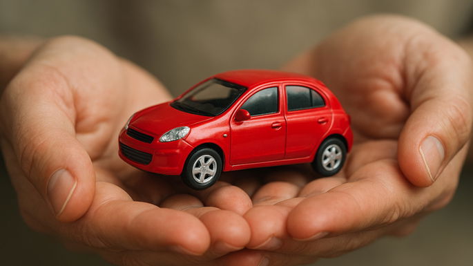 Imagem de um carro de brincar nas mãos de uma pessoa