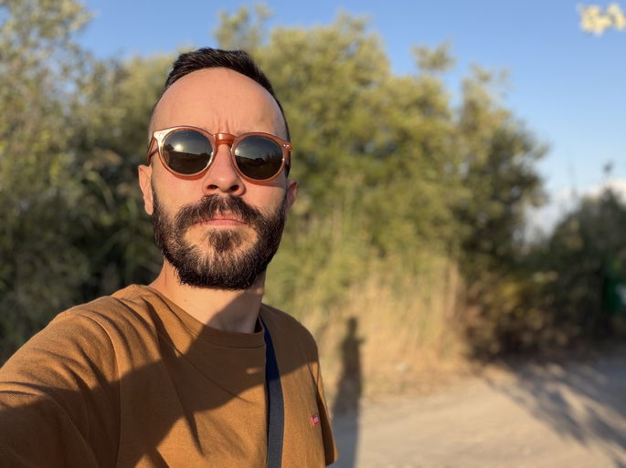 Selfie, câmara frontal, modo retrato