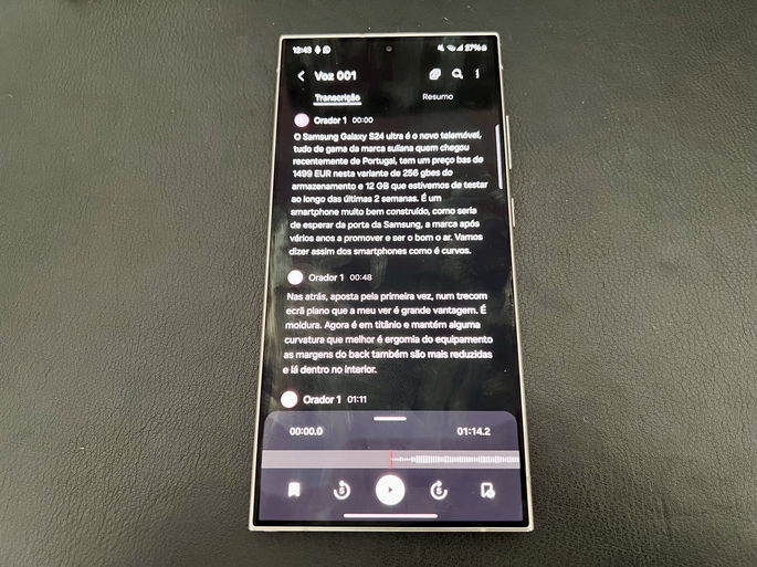 Exemplo de IA no Gravador de voz