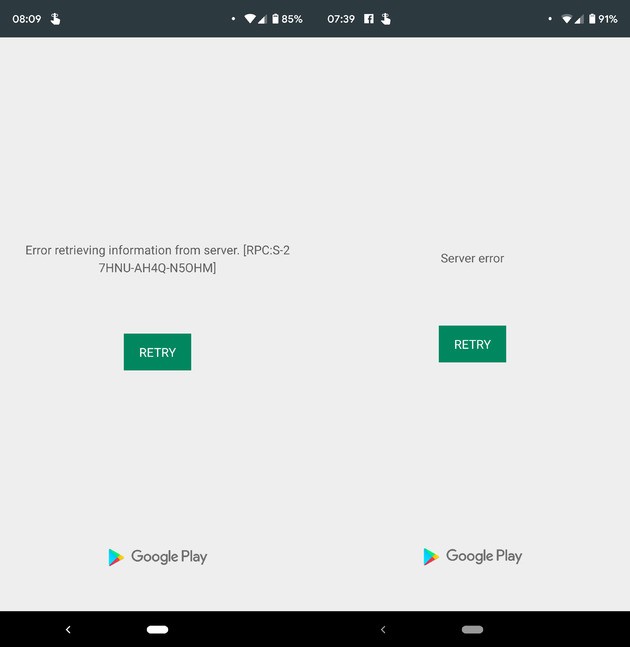 google play store erro servidor